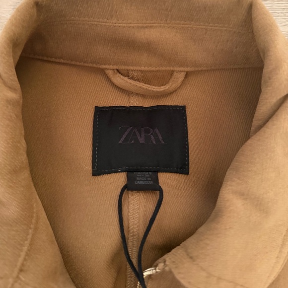 NWT Zara Adjustable Waist Pocket Suede Jacket Tan / Camel Size Small - Picture 9 of 10